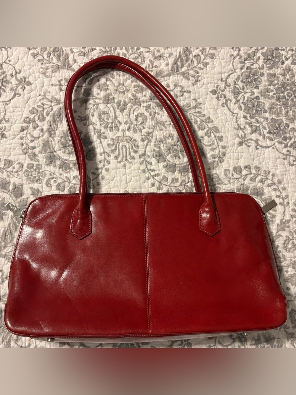 HOBO Red Leather Satchel with Double Straps